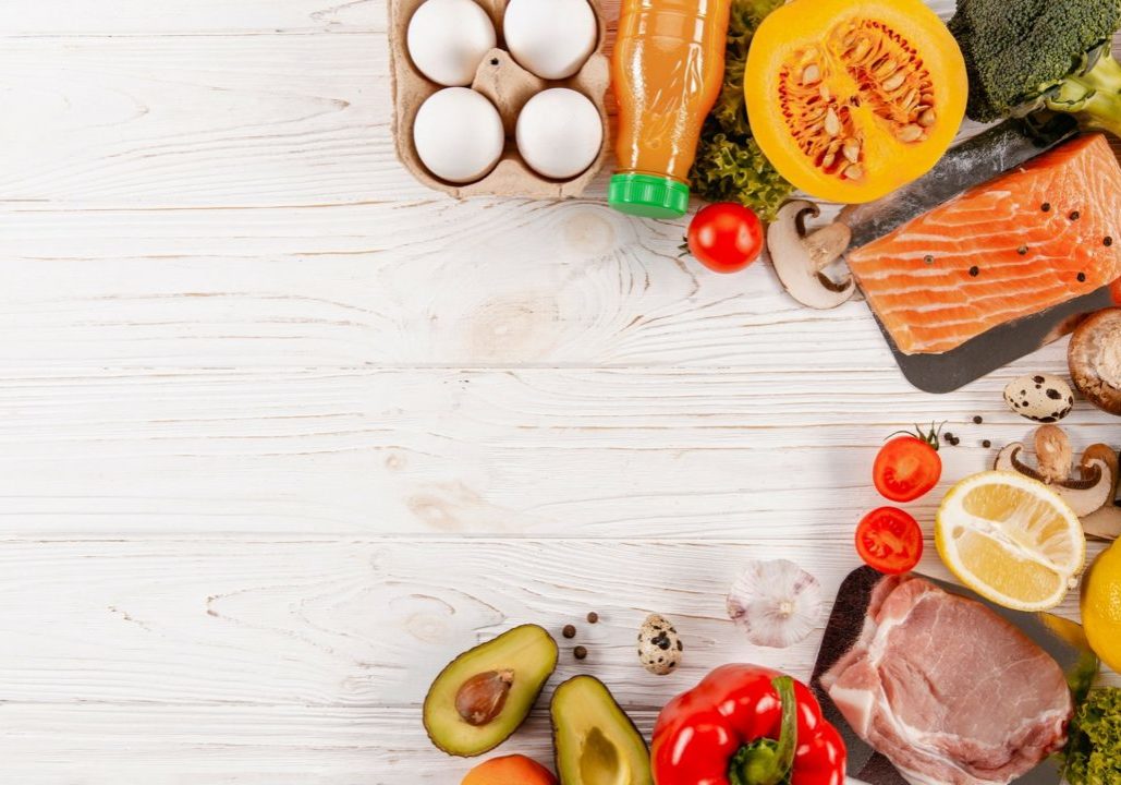 top-view-meats-with-vegetables-copy-space